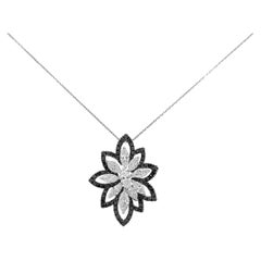 Marquise cut 1.8cts White Diamonds and Black Diamonds Platinum Necklace
