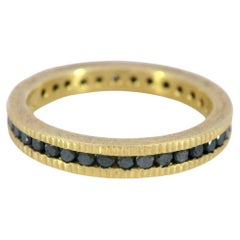 Modern Black Diamond Eternity Ring by Todd Reed in 18K Yellow Gold