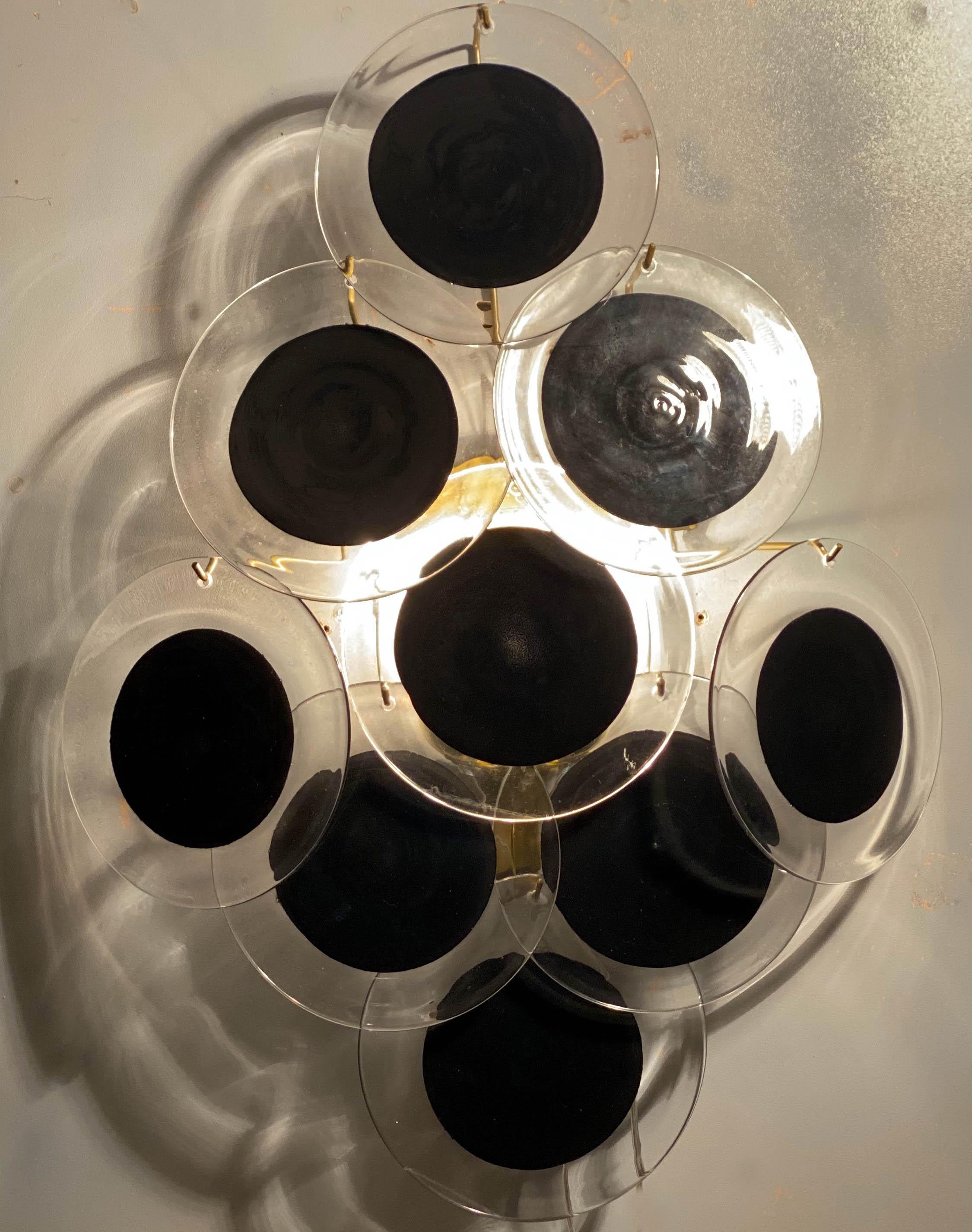 XXIe siècle et contemporain Lustre moderne à disque noir de Murano en vente
