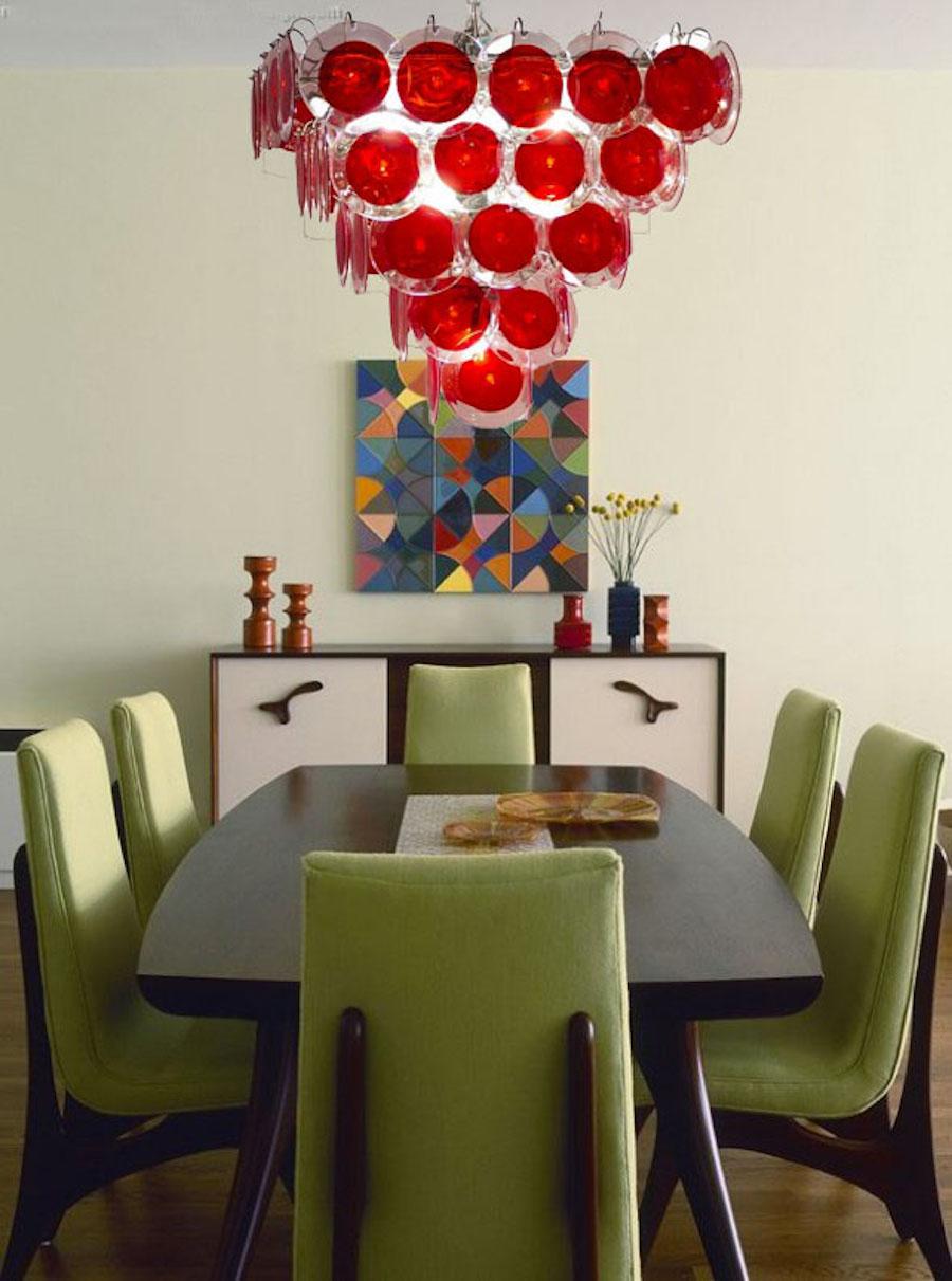 Lustre moderne à disque noir de Murano en vente 1