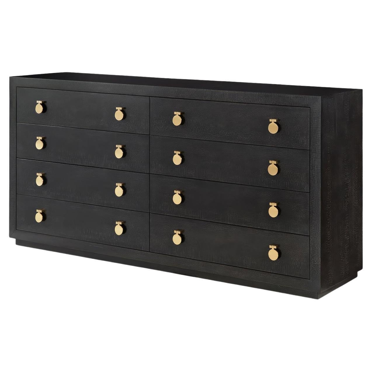 Modern Black Eight Drawer Dresser