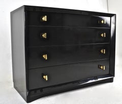 Modern Black Gloss Lacquer Chest, USA, 1940s