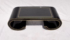 Modern Black and Gold Scroll Coffee Table in the Style of Karl Springer, 1970s