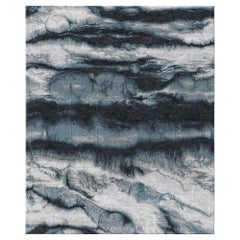 Modern Black Grey Rug Wool Blend Silk Handmade, Eternity Lapse, Large