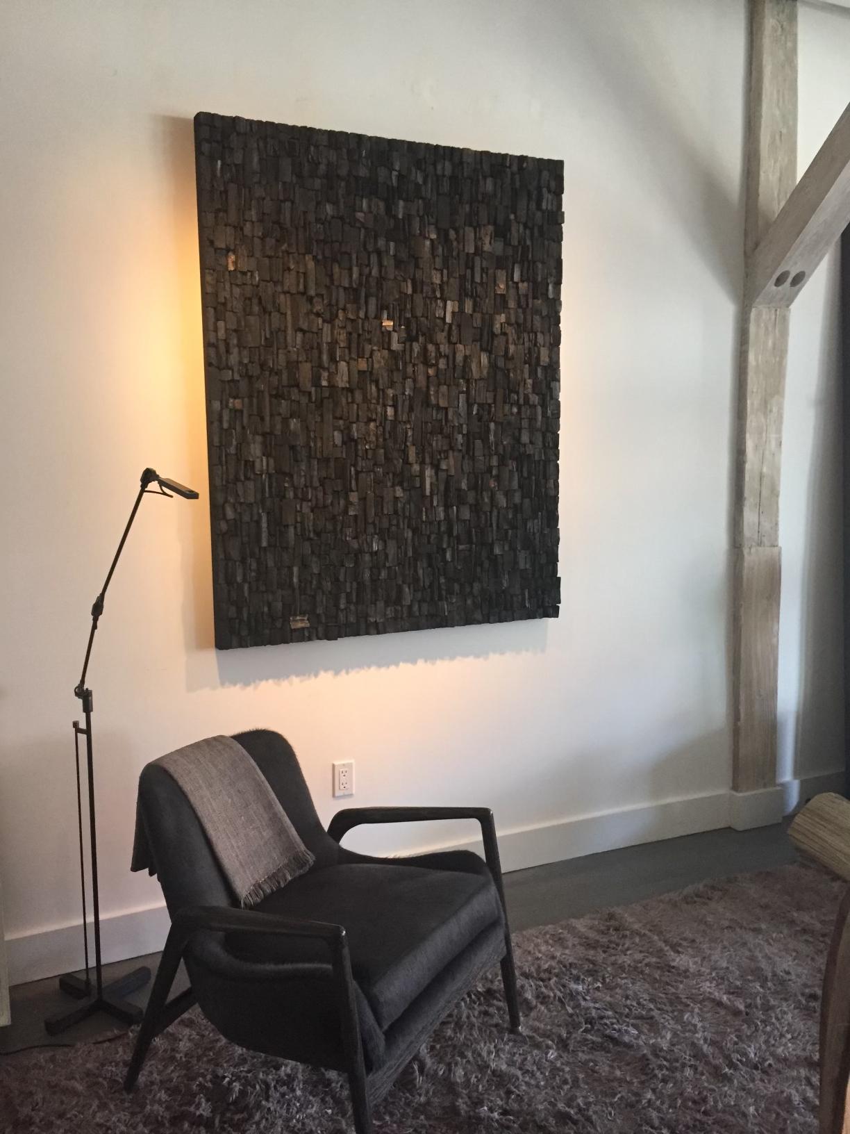 Modern Black Hide-Upholstered Armchair with Blackened Oak Frame For Sale 4