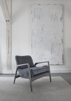 Modern Black Hide-Upholstered Armchair with Blackened Oak Frame