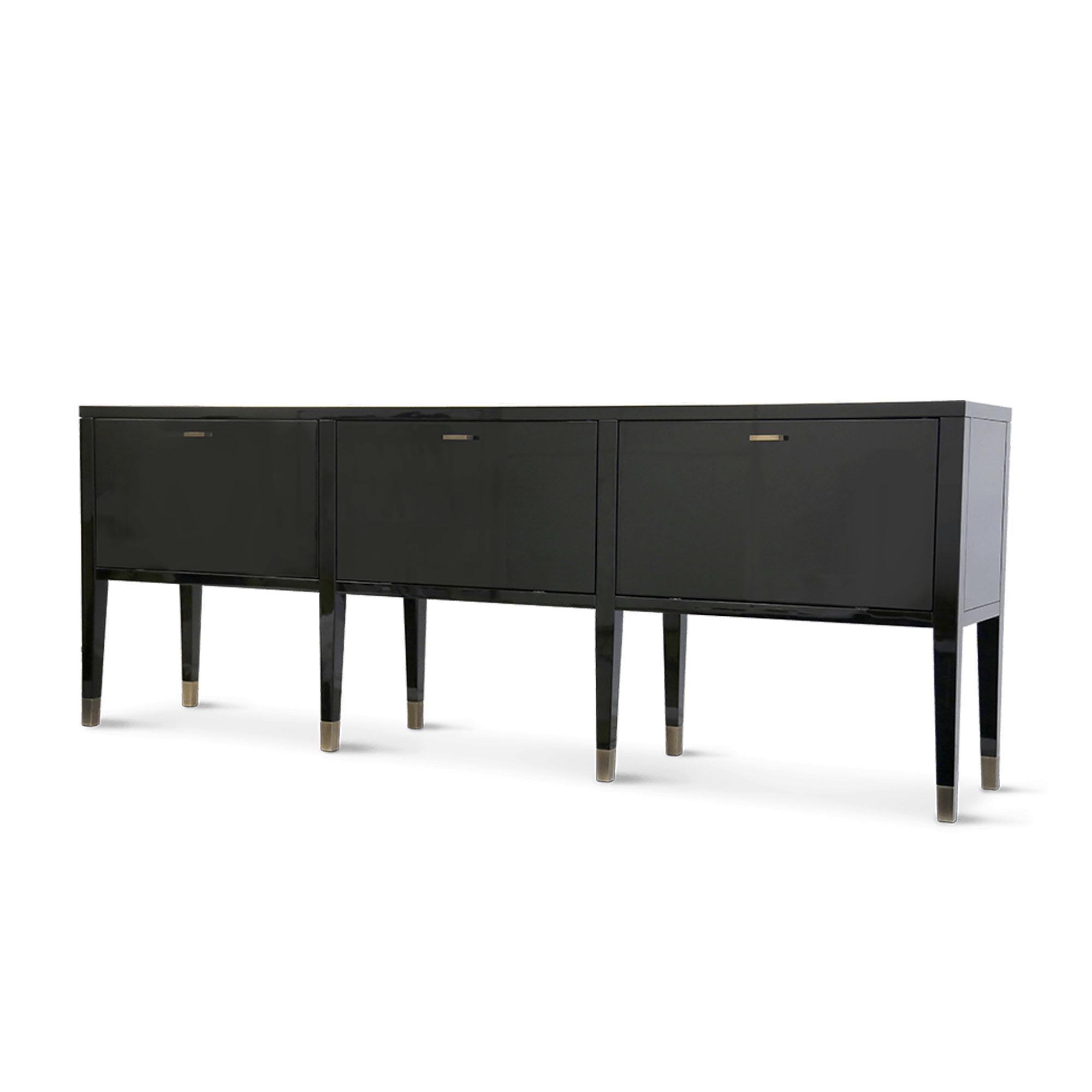 European Modern Black High Gloss Console Sideboard For Sale