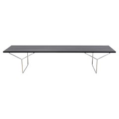 Modern Black Lacquer and chrome slatted bench with chrome base by Harry Bertoia