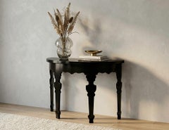 Tavolo consolle Demi-Lune moderno in lacca nera