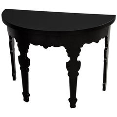 Tavolo consolle Demi-Lune moderno in lacca nera