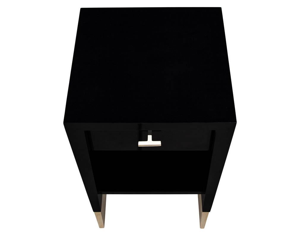 Brass Modern Black Lacquer End Table Rachmaninov by Jacques Garcia Baker