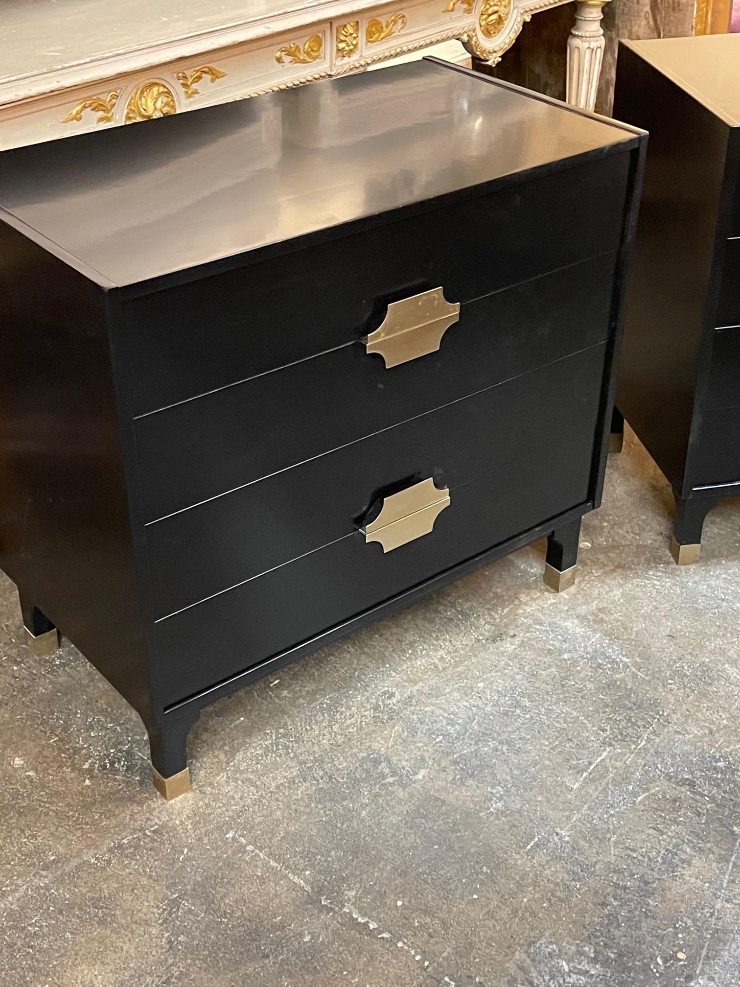 black lacquer bedside tables