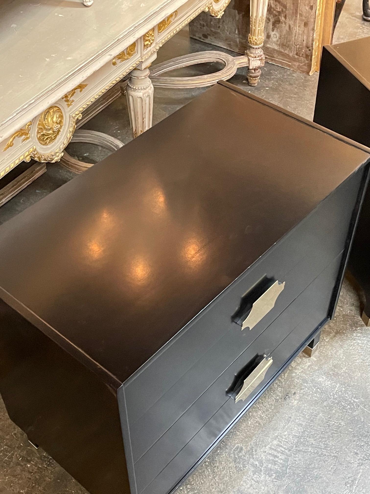 Modern Black Lacquered Bedside Tables from Italy In Good Condition In Dallas, TX