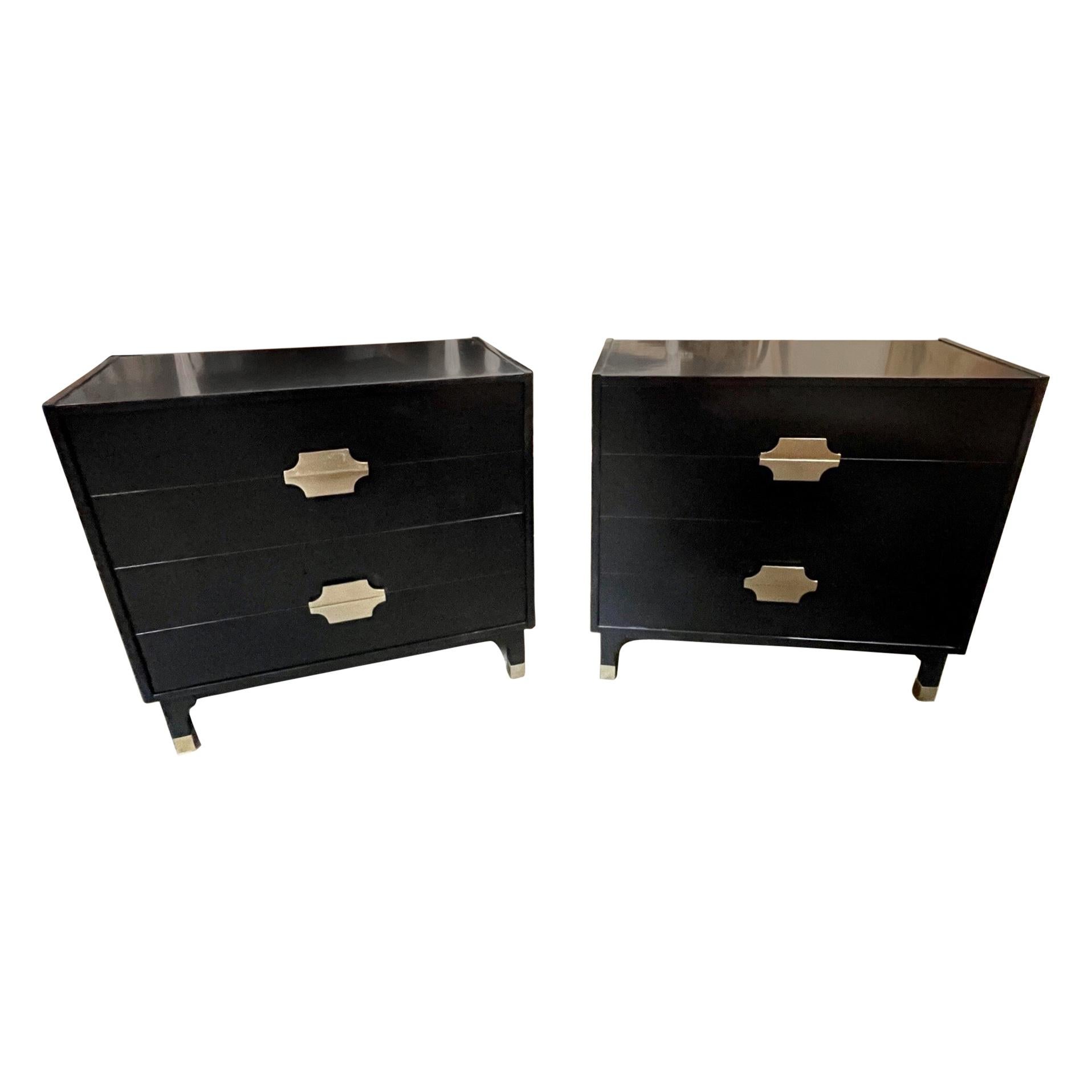 Modern Black Lacquered Bedside Tables from Italy