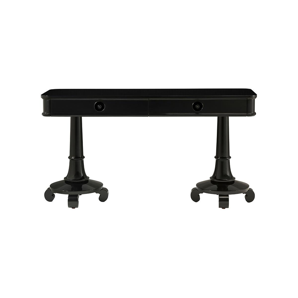 Vietnamese Modern Black Lacquered Console Table For Sale