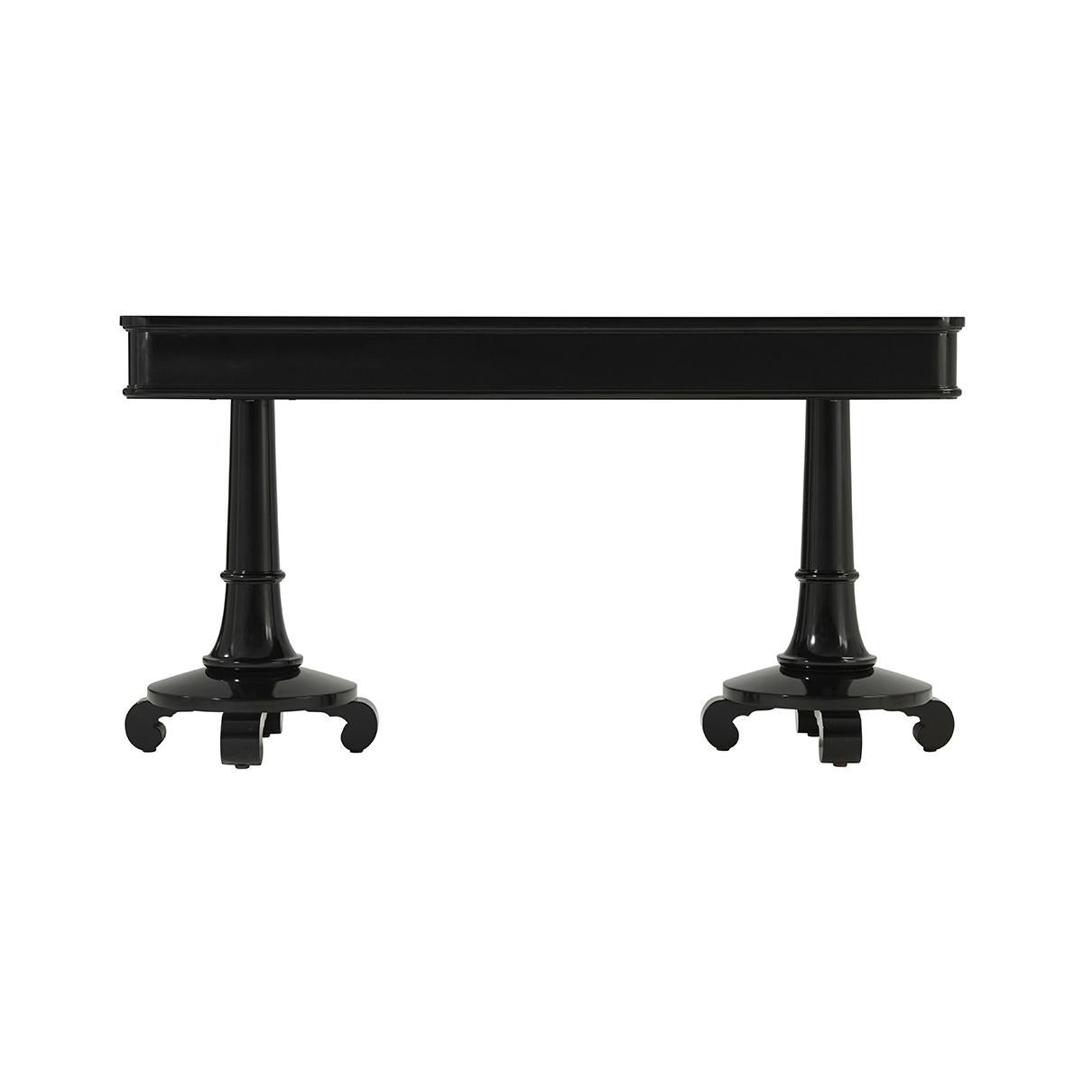 Contemporary Modern Black Lacquered Console Table For Sale