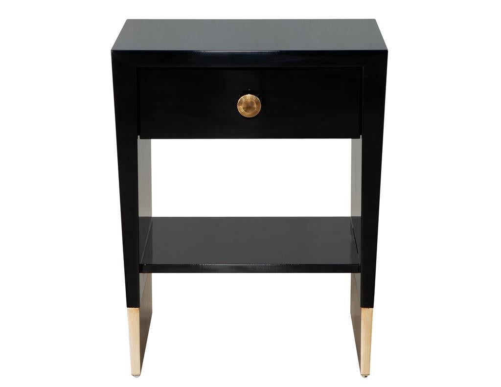 American Modern Black Lacquered End Table by Jacques Garcia Baker Furniture Large For Sale