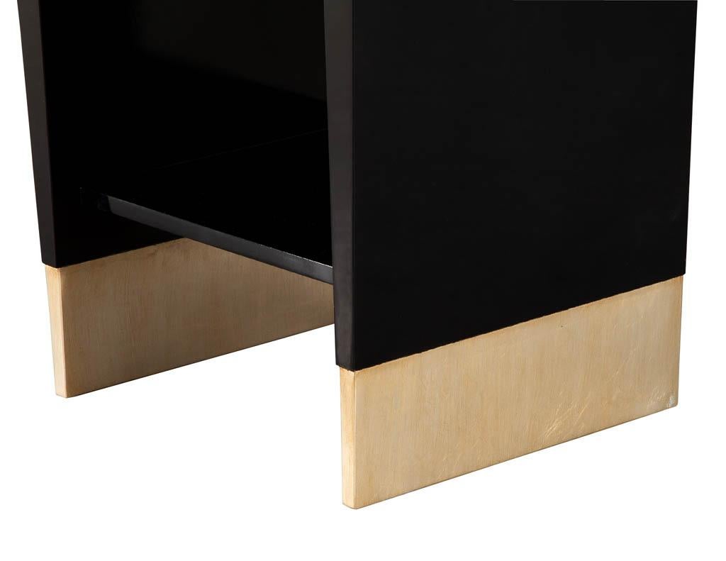Plated Modern Black Lacquered End Table by Jacques Garcia Baker Furniture Large For Sale