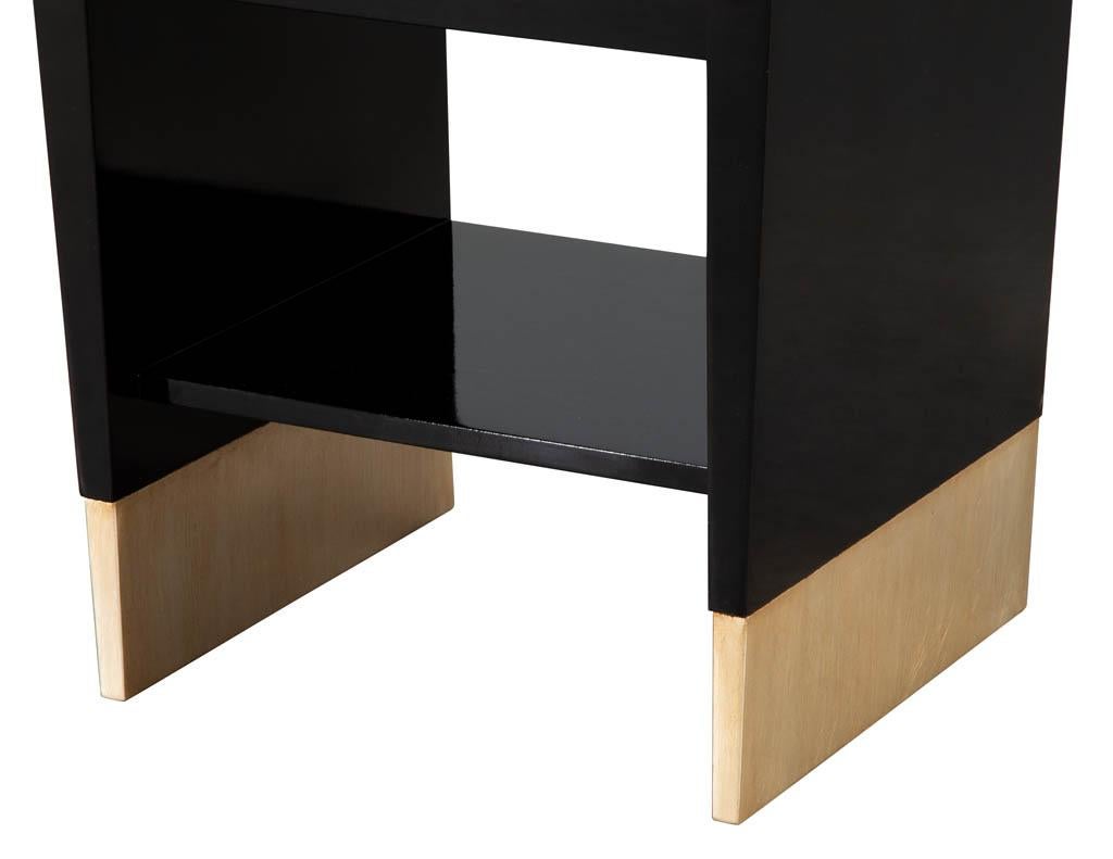 Modern Black Lacquered End Table by Jacques Garcia Baker Furniture Large In New Condition For Sale In North York, ON