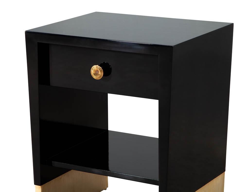 Contemporary Modern Black Lacquered End Table by Jacques Garcia Baker Furniture Large For Sale