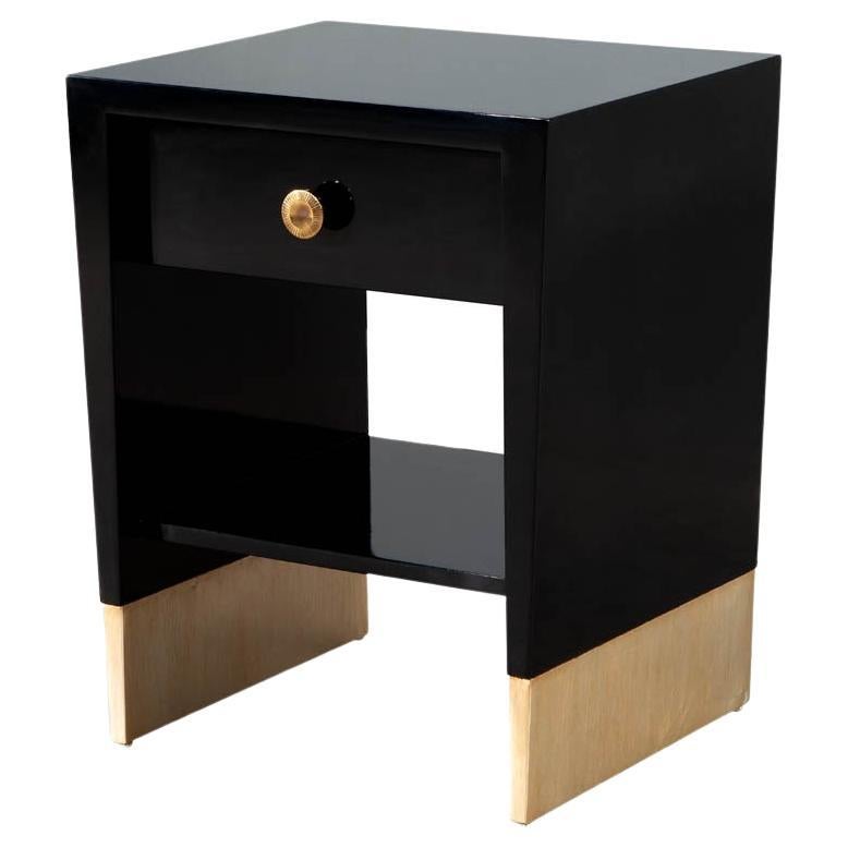 Modern Black Lacquered End Table by Jacques Garcia Baker Furniture Large