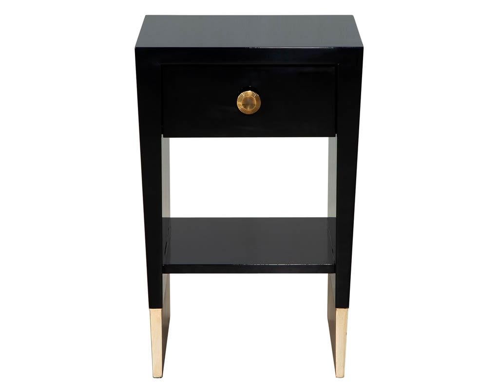 American Modern Black Lacquered End Table by Jacques Garcia Baker Furniture Small For Sale