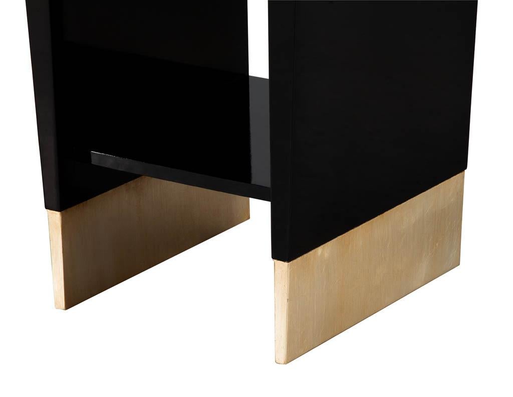 Plated Modern Black Lacquered End Table by Jacques Garcia Baker Furniture Small For Sale