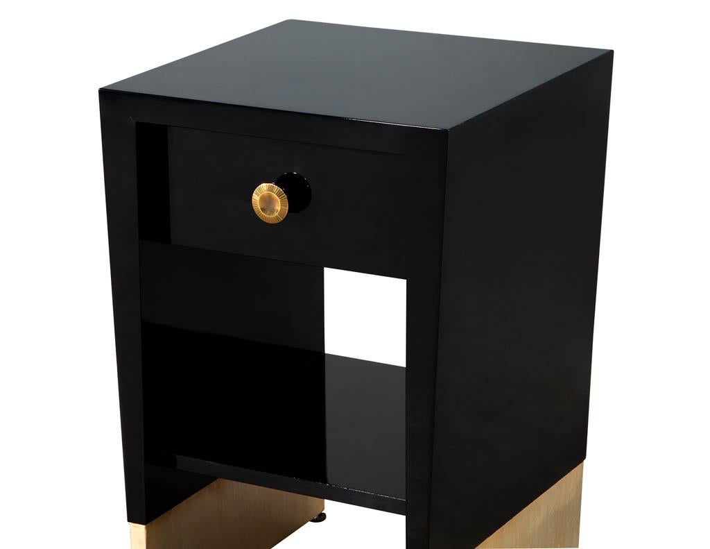 Modern Black Lacquered End Table by Jacques Garcia Baker Furniture Small In New Condition For Sale In North York, ON