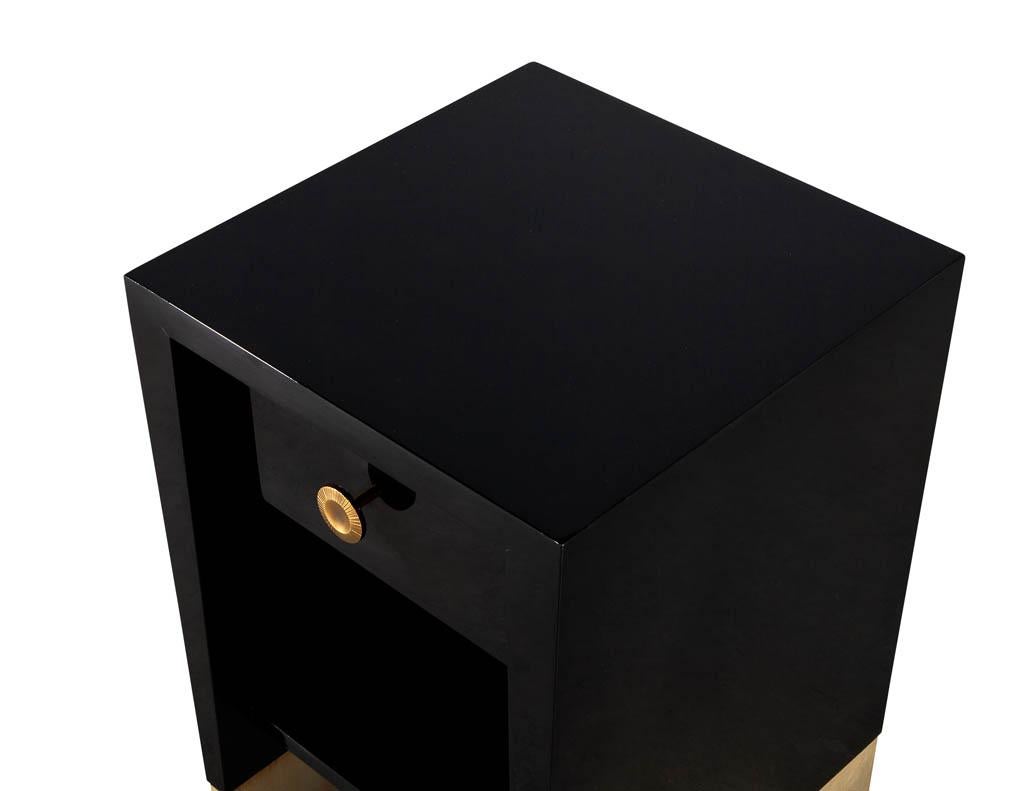 Contemporary Modern Black Lacquered End Table by Jacques Garcia Baker Furniture Small For Sale