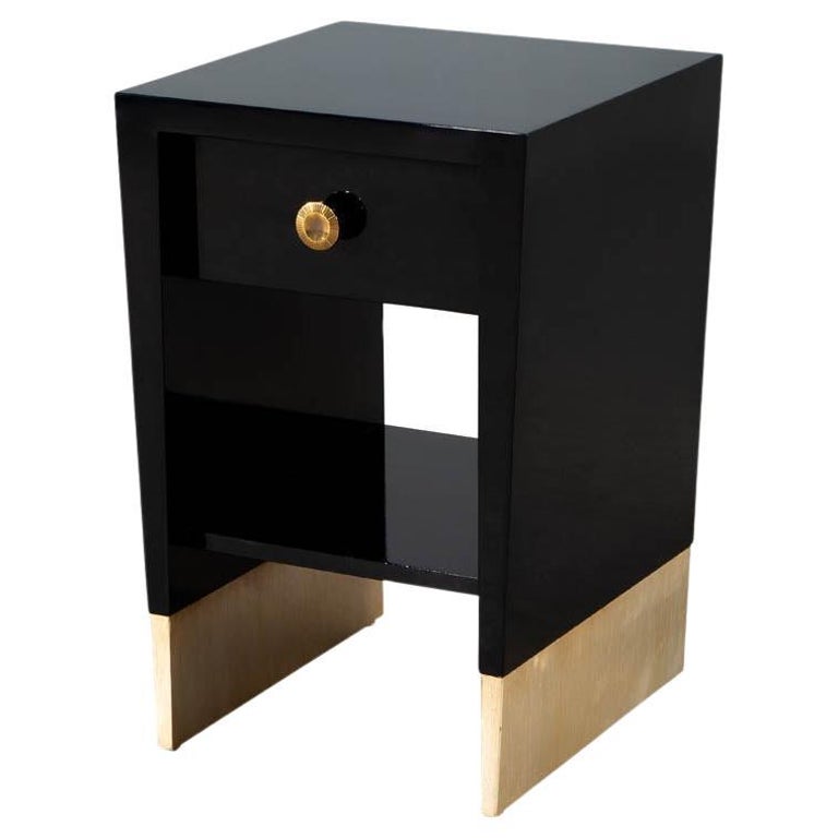 Modern Black Lacquered End Table by Jacques Garcia Baker Furniture