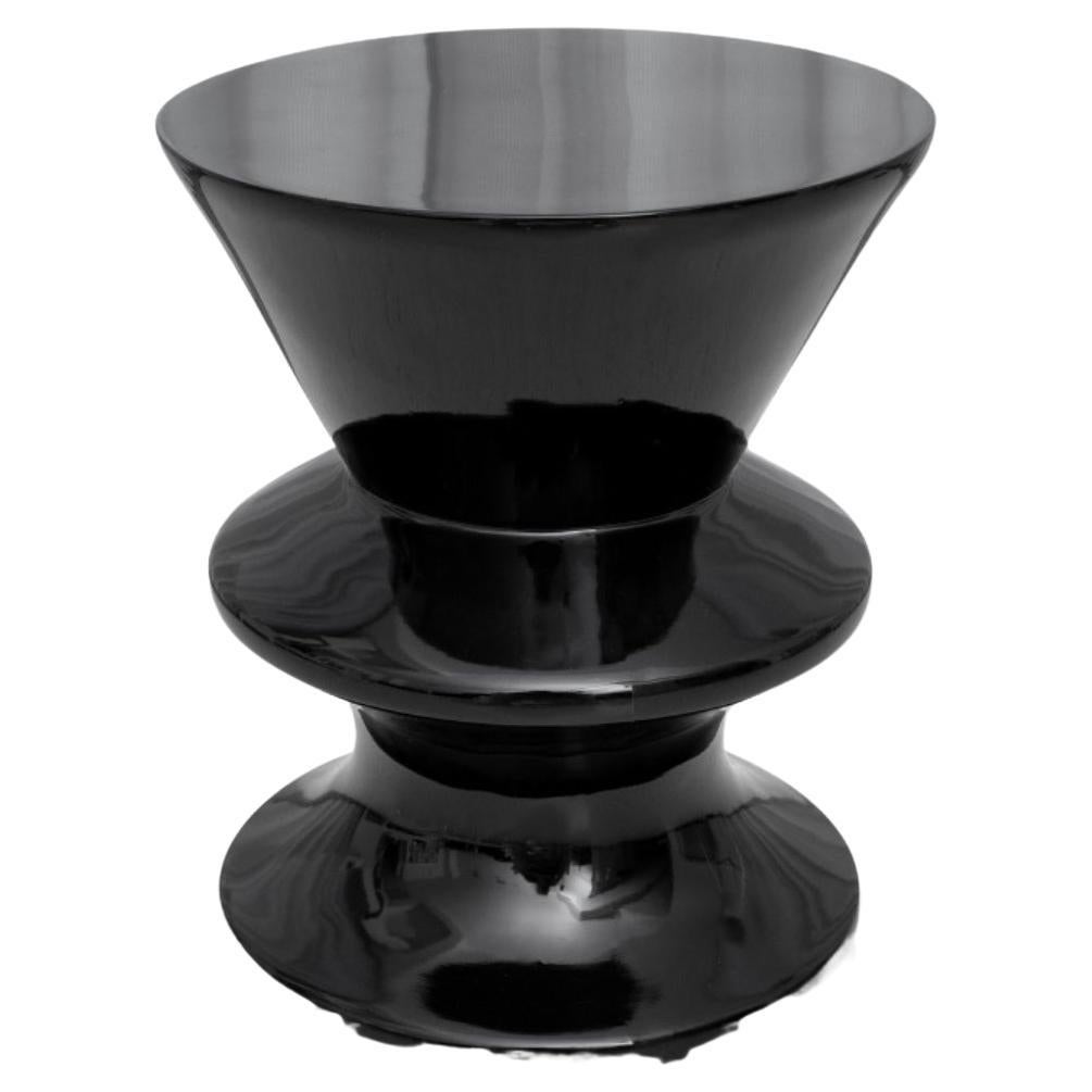 Modern Black Lacquered End Table / Stool