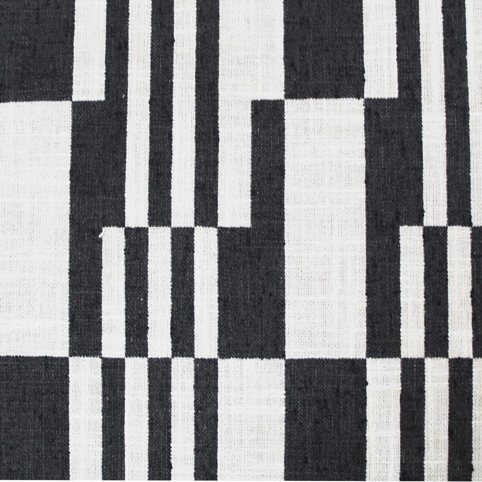 Late 20th Century Modern Black Lacquered Iron and Patterned Fabric, 1970s Italian Stool For Sale