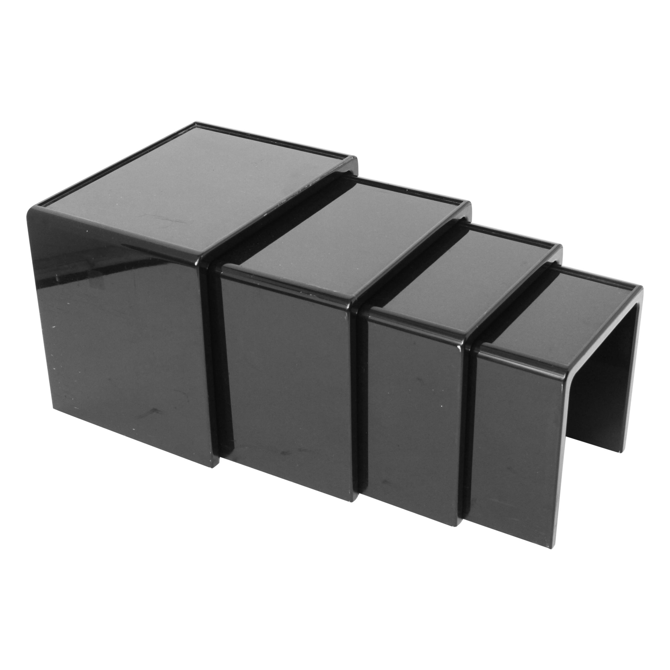 Modern Black Lacquered Nesting Tables at 1stDibs