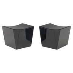 Modern Black Lacquered Ottomans, Pair