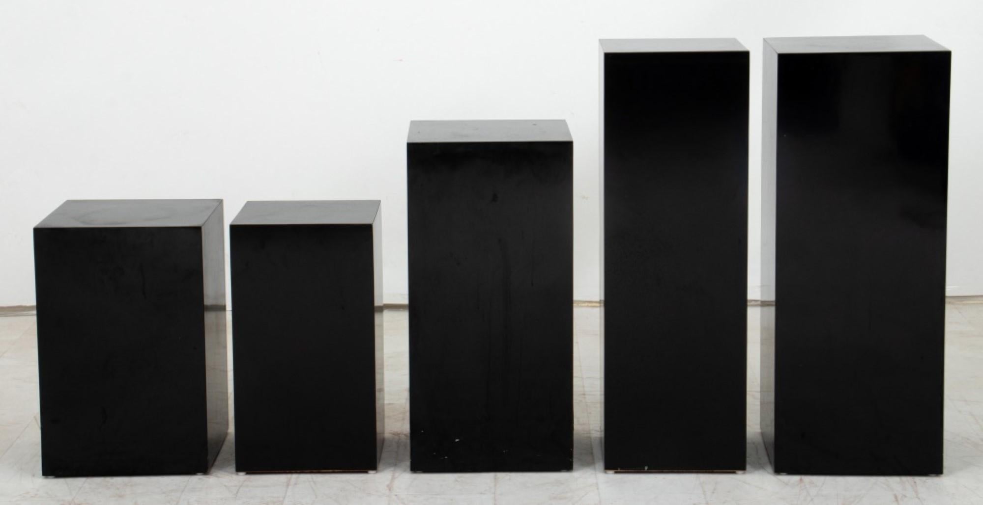 Asian Modern Black Lacquered Pedestal Stands, 5