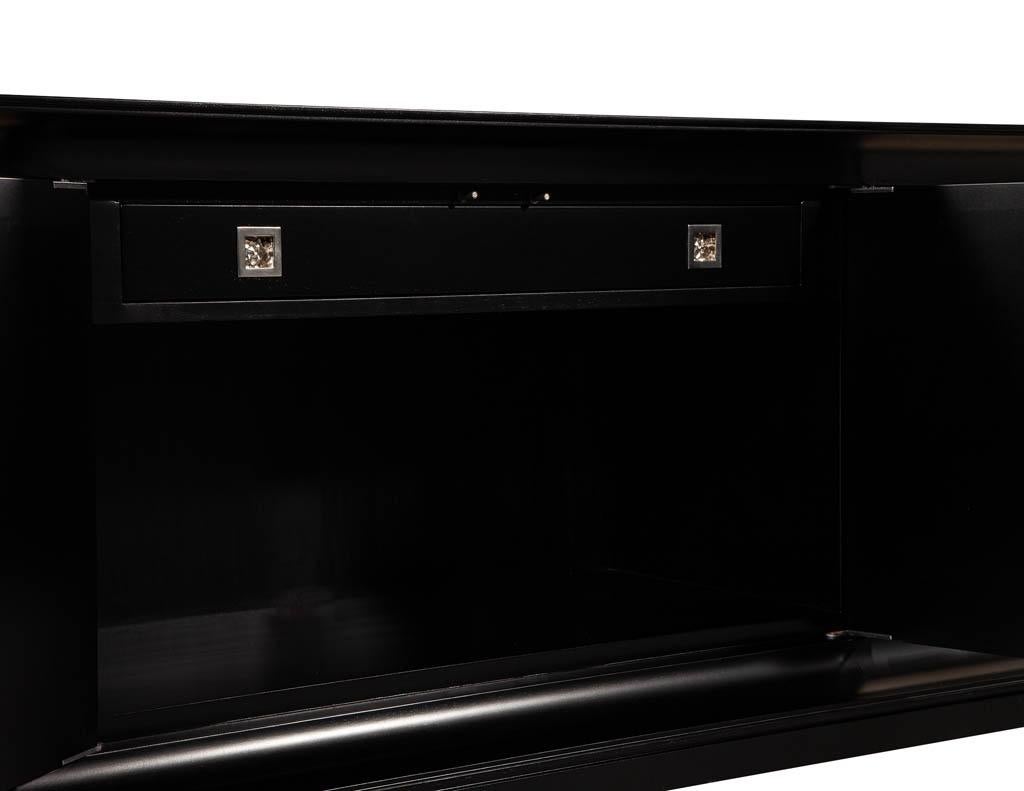 Modern Black Lacquered Sideboard Credenza with Faux Parchment Fronts For Sale 3