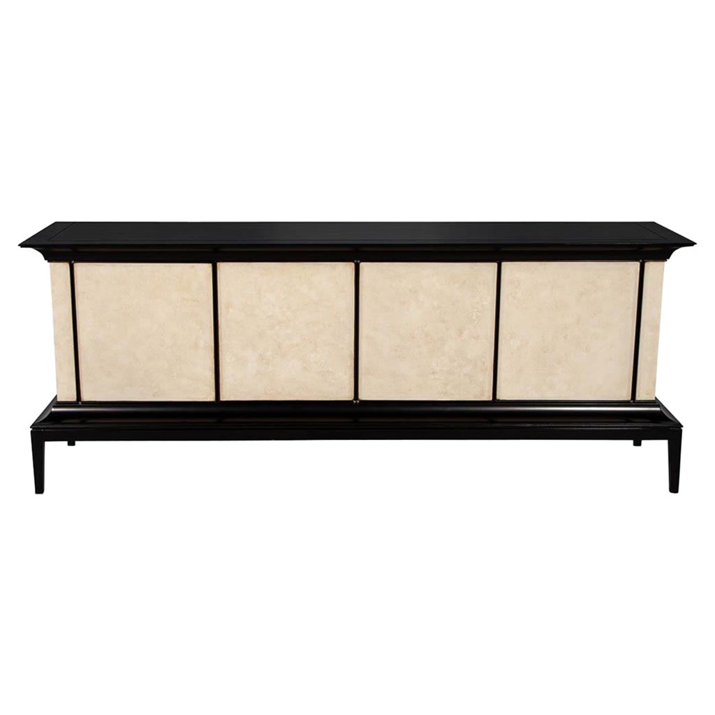 Moderne schwarz lackierte Sideboard-Anrichte mit Pergamentfronten