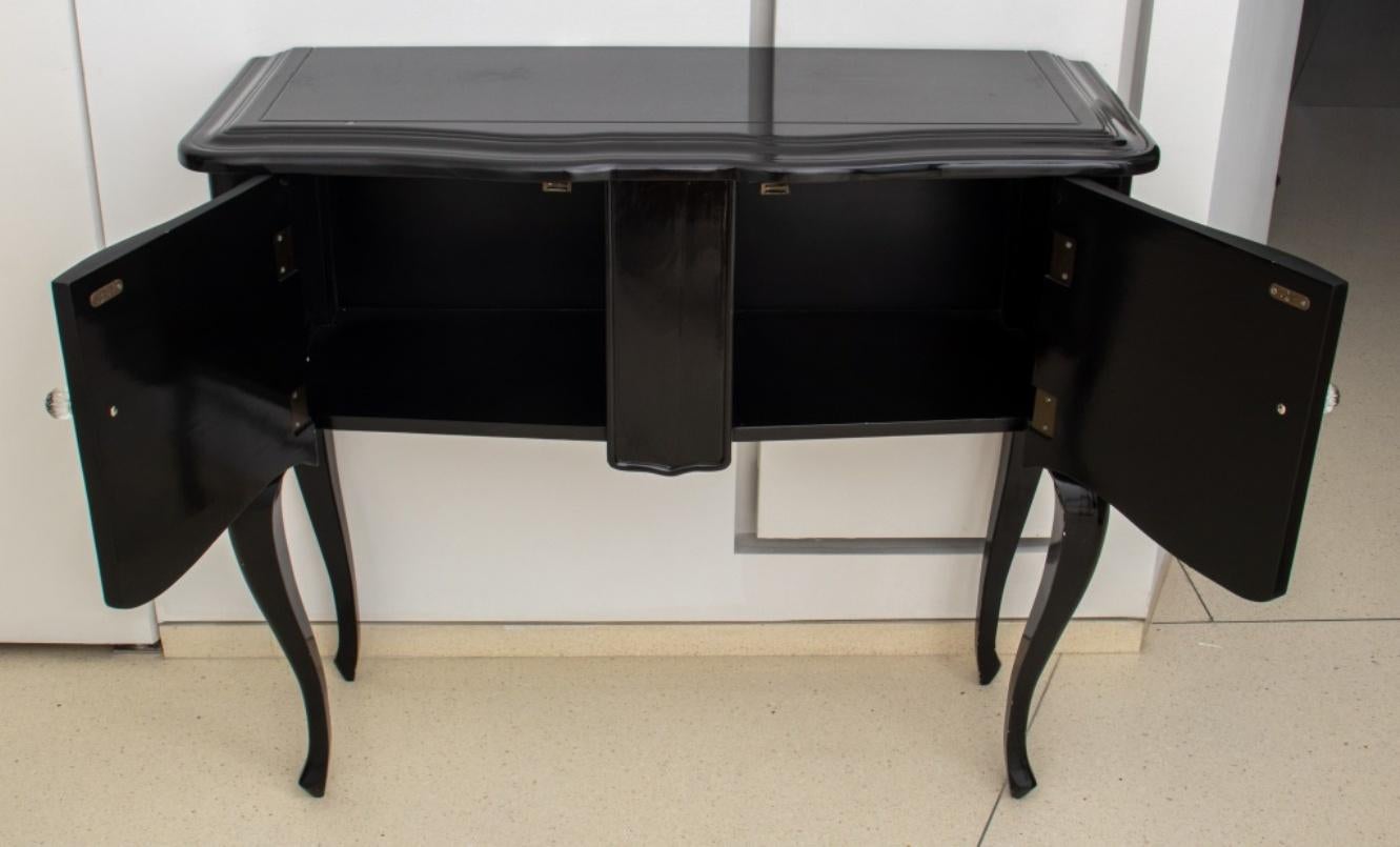 Modern Black Lacquered Wood Console Table In Distressed Condition For Sale In New York, NY