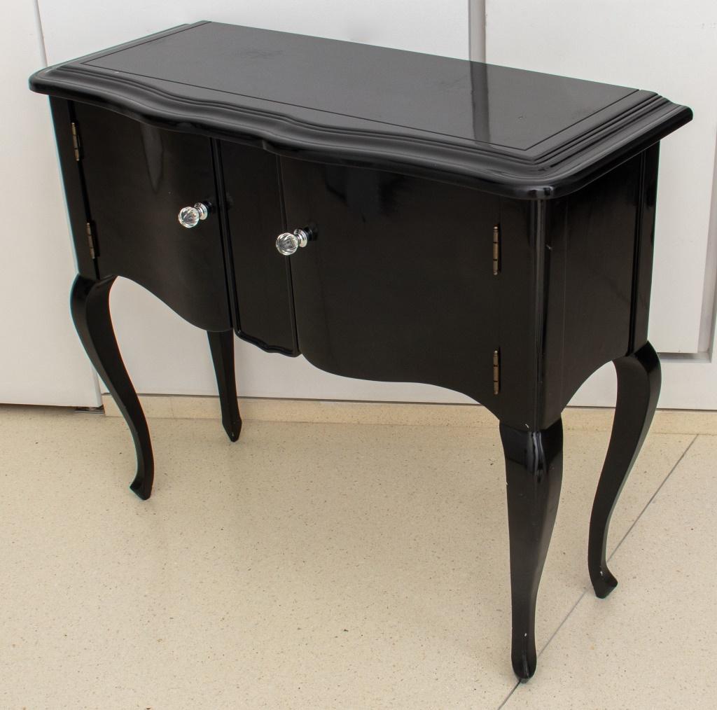 Contemporary Modern Black Lacquered Wood Console Table For Sale