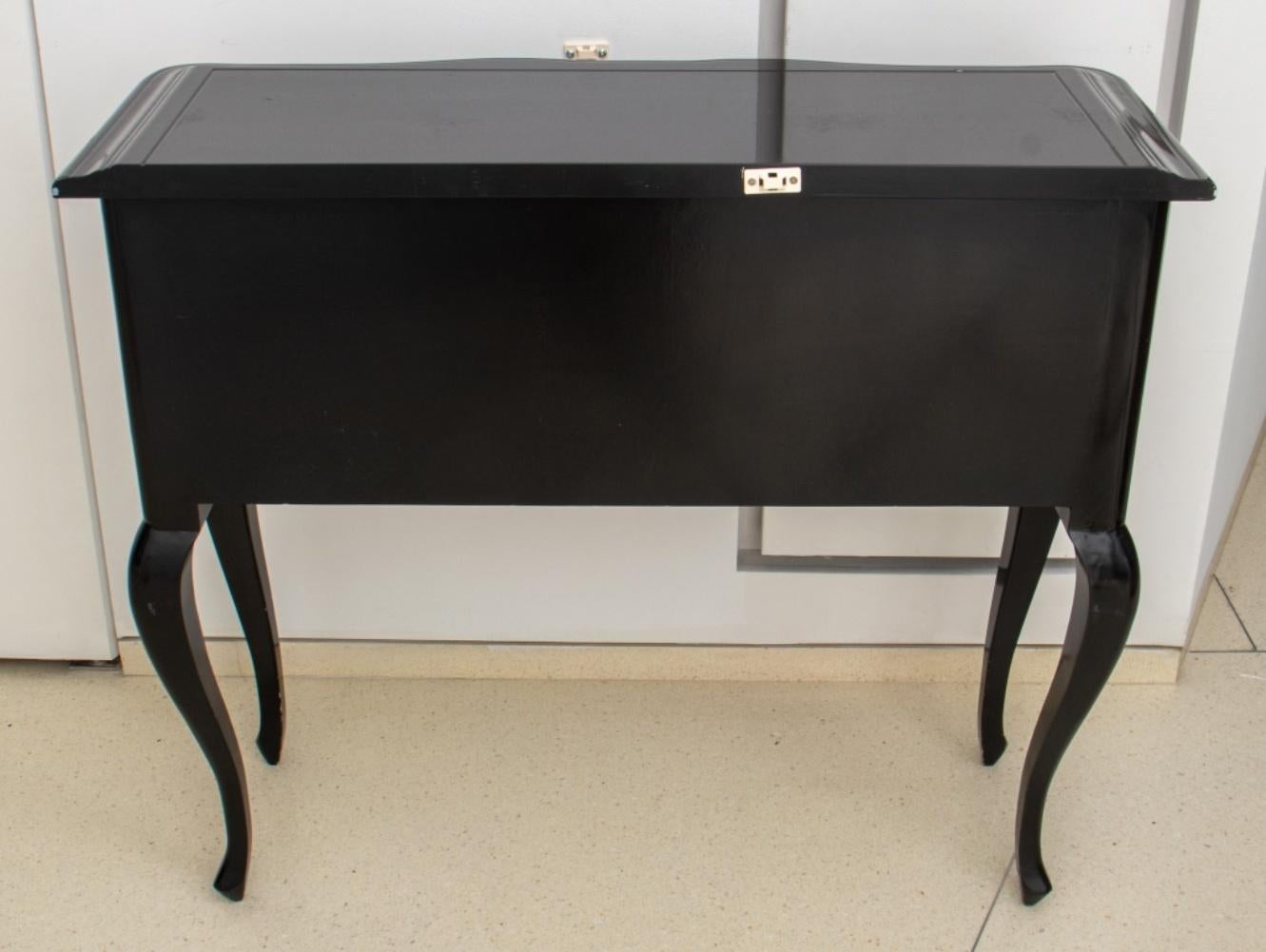 Modern Black Lacquered Wood Console Table For Sale 2