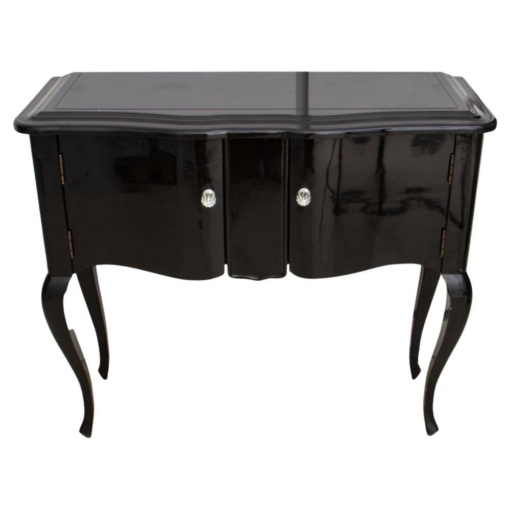 Table console moderne en bois laqué noir en vente