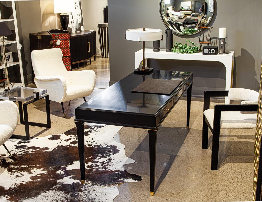 Modern Black Lacquered Writing Desk 8