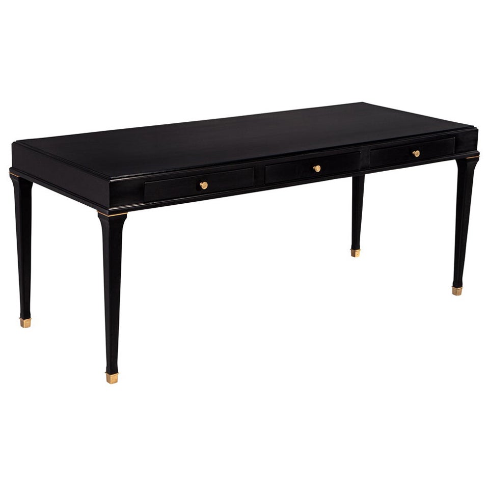 Modern Black Lacquered Writing Desk