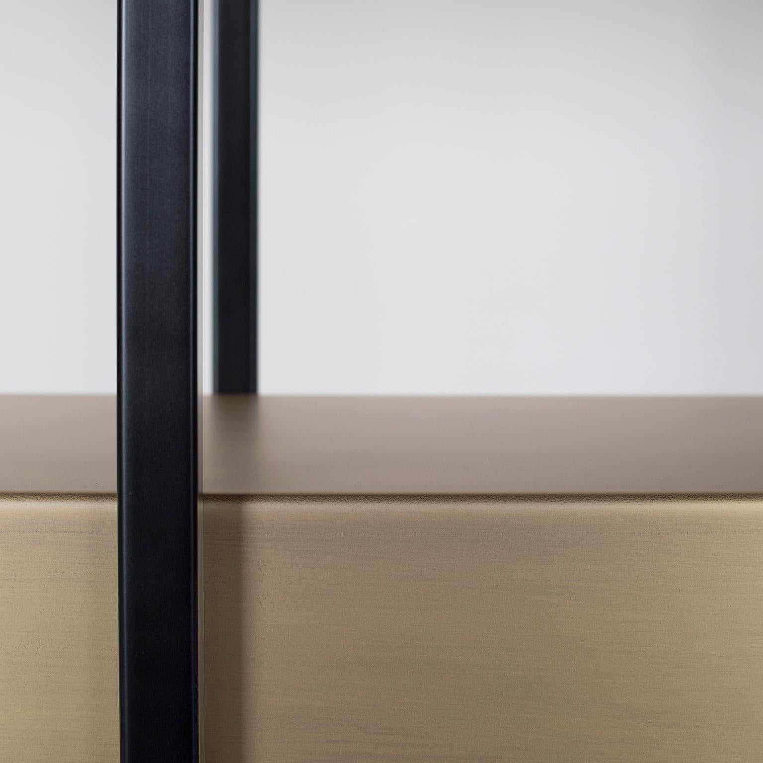 The Moderns Lage Bookcase, Brass Walnut, Handmade in Portugal by Greenapple en vente 4