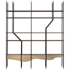 Modern Lage Bookcase, Black, Brass Walnut, Handmade in Portugal by Greenapple