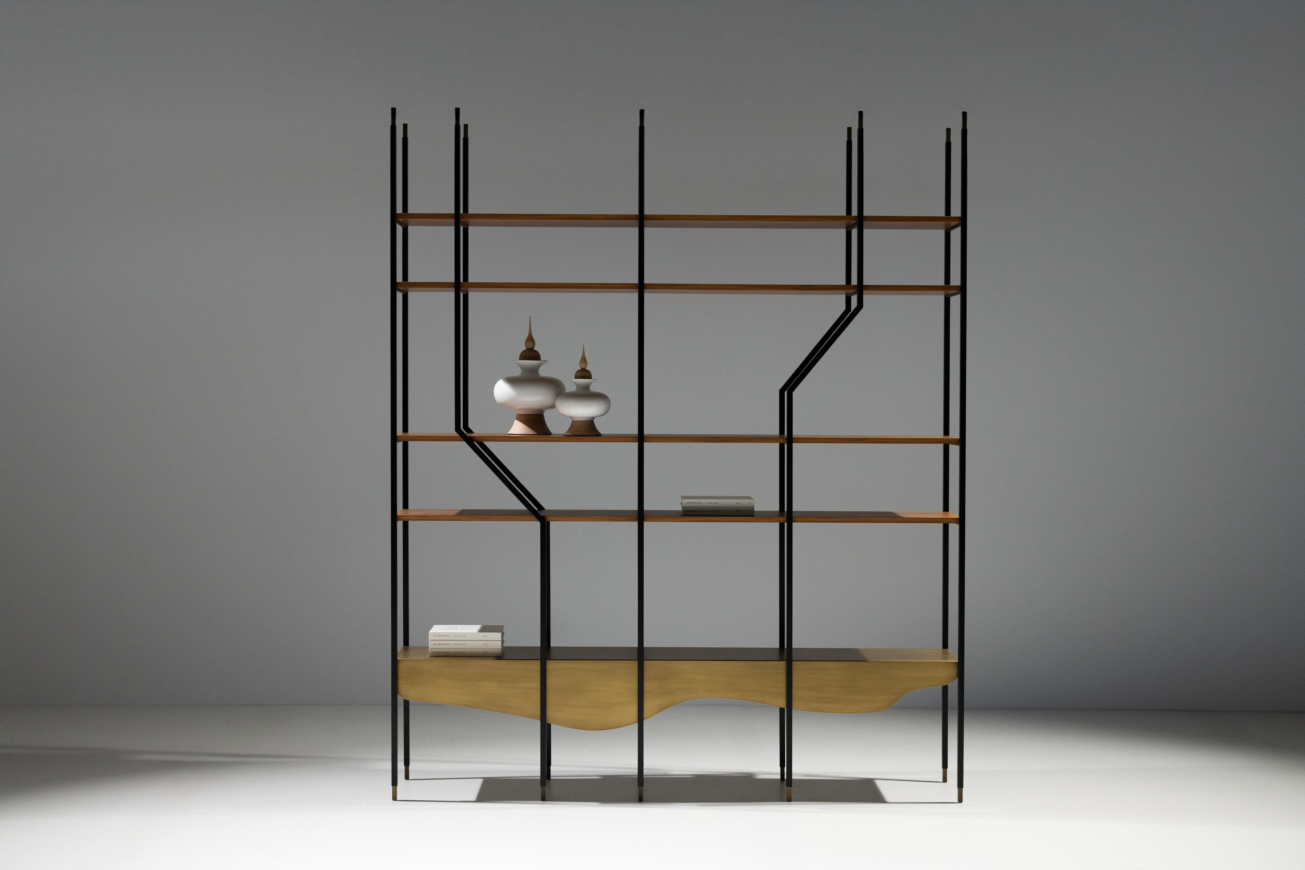 Lage Bookcase, Contemporary Collection, Handcrafted in Portugal - Europe by Greenapple.

The Lage bookcase was designed to be the focal point of any office or living space. Its asymmetrical form draws inspiration from the aerial view of the Lajes