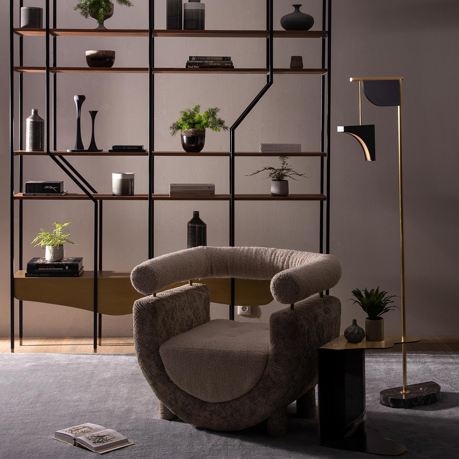 Moderne The Moderns Lage Bookcase, Brass Walnut, Handmade in Portugal by Greenapple en vente