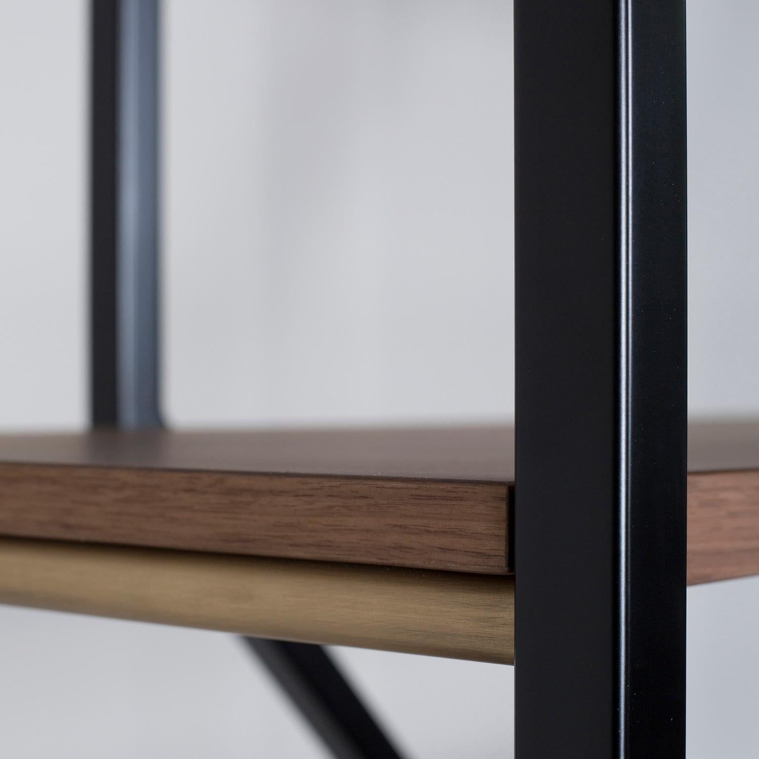 The Moderns Lage Bookcase, Brass Walnut, Handmade in Portugal by Greenapple en vente 1