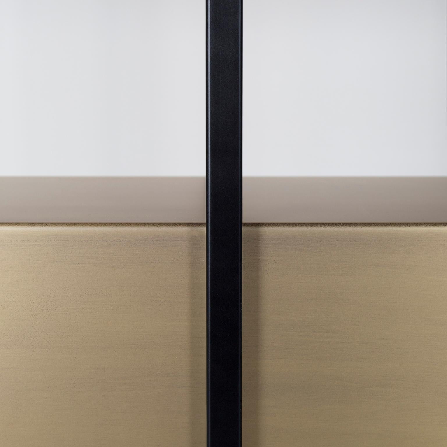 The Moderns Lage Bookcase, Brass Walnut, Handmade in Portugal by Greenapple en vente 3