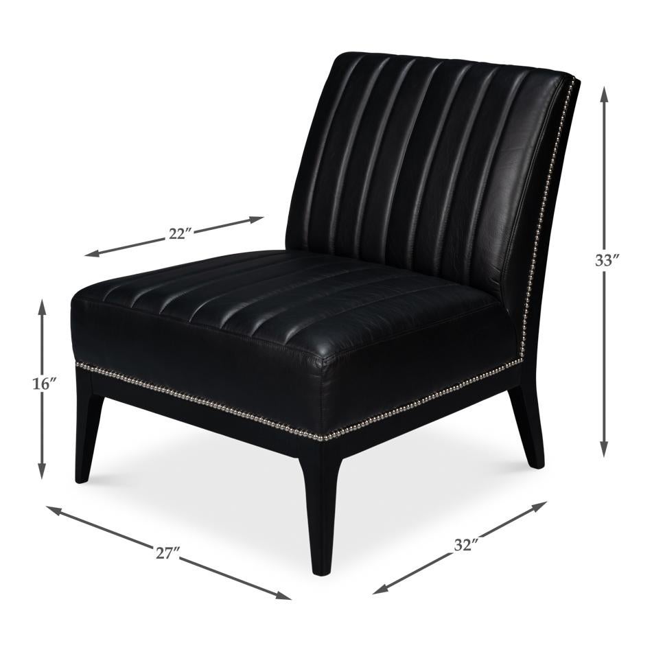 Modern Black Leather Accent Chair For Sale 5